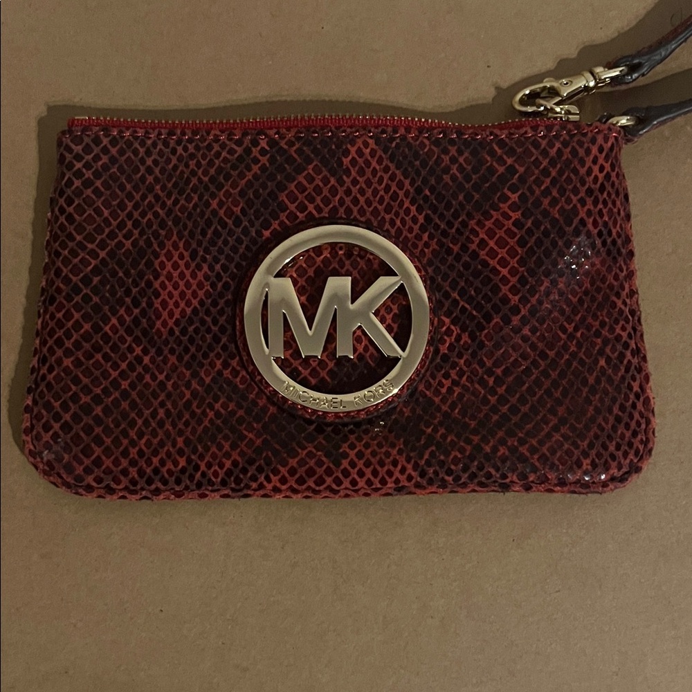 Michael Kors Red Snakeskin Pouch